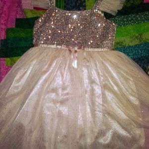 Popatu Little Girls Gold/Pink Sequin Tulle Dress